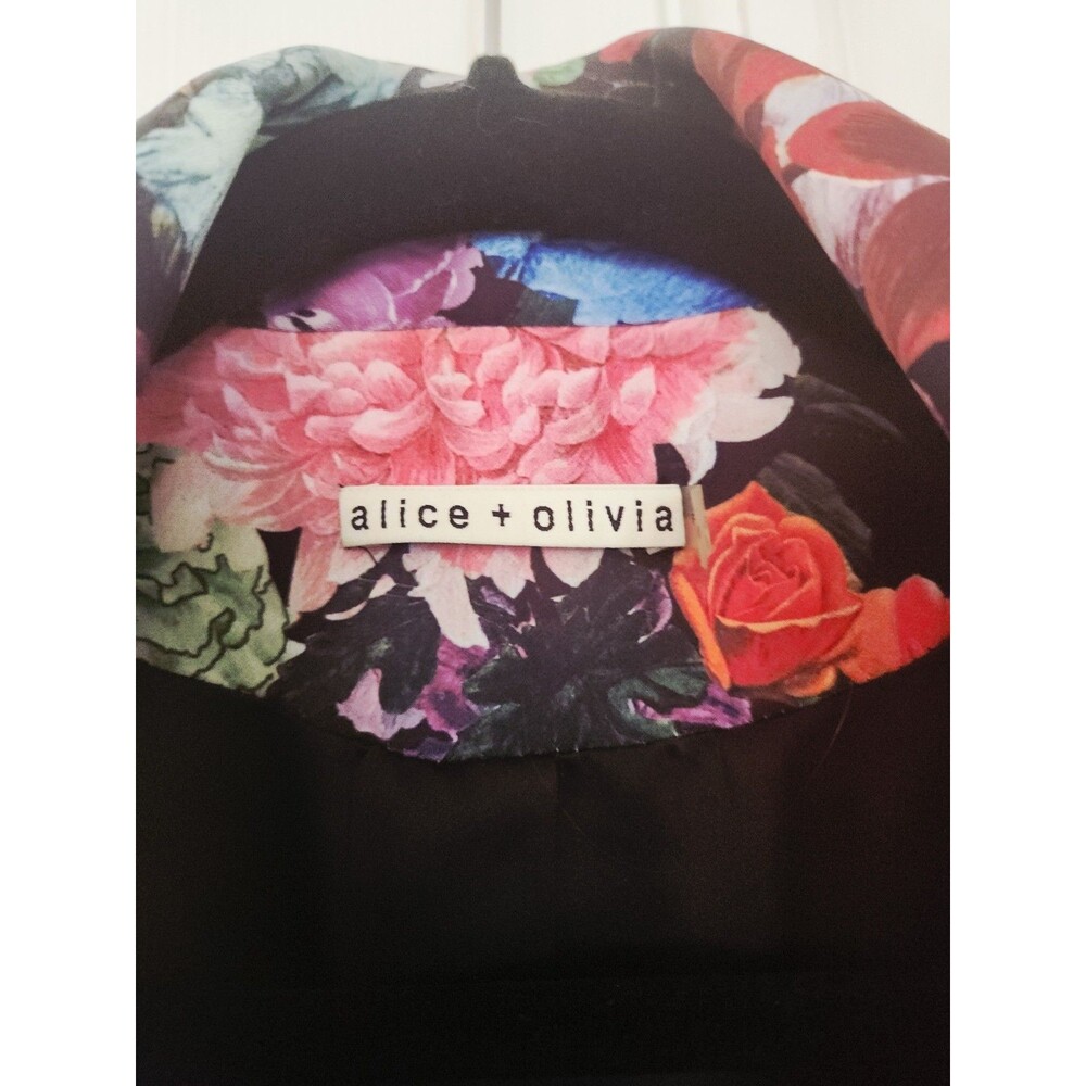 Alice + Olivia Latoya Floral Mini Blazer Dress 6 Black Botanical Garden Jacquard - Picture 2 of 11